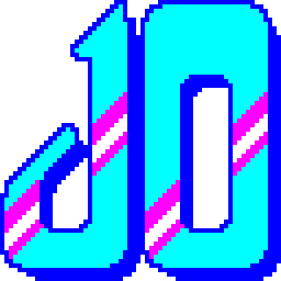 The word "JO" in a stylised type, coloured in a transgender flag pattern made to resemble a reflection.